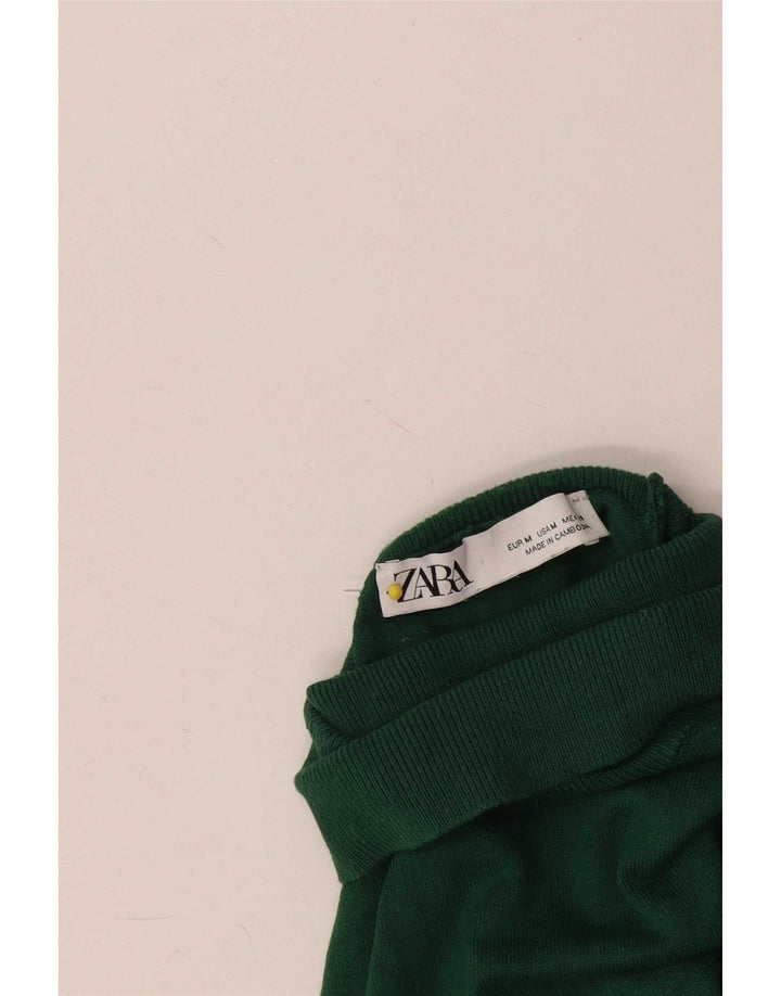Zara Damen-Pullover mit 3/4-Ärmeln und Rollkragen, Gr. 12, Mittelgrün