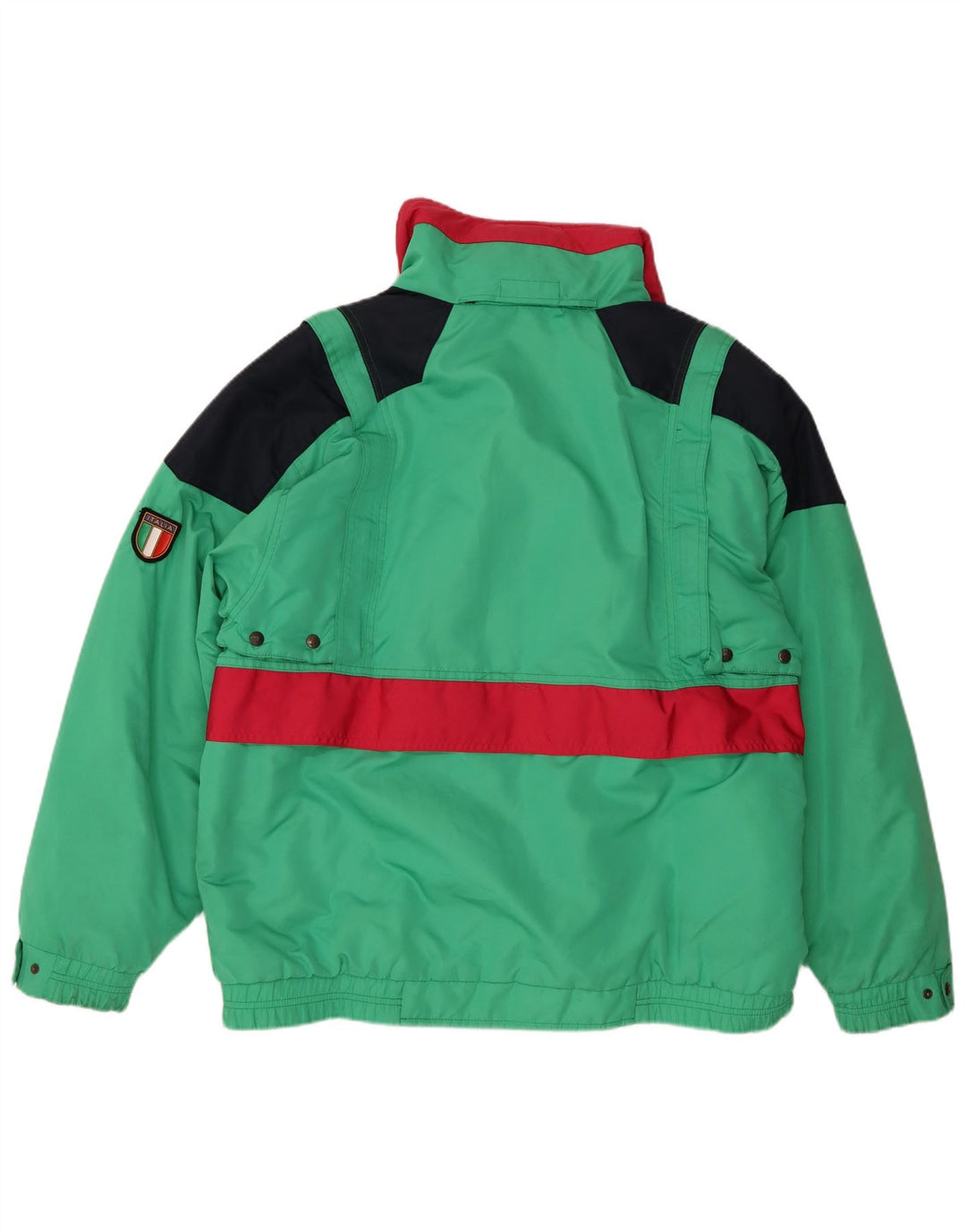 Norwegen Herren-Skijacke mit Kapuze, IT 52 XL, grünes Farbblock-Polyester