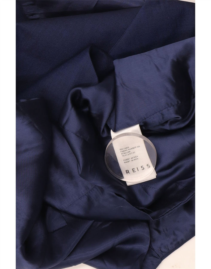 Reiss Herrenweste aus mittelblauer Wolle in Marineblau