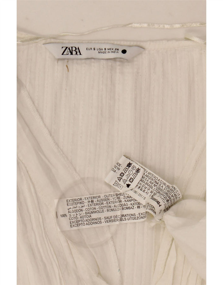 Langärmliges, übergroßes Maxikleid für Damen von Zara, Gr. 10, Größe S, weiß gepunktet