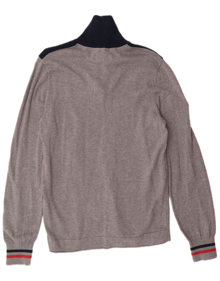 JACK & JONES Herren-Pullover mit grafischem Reißverschluss, Größe S, Grau, Farbblock