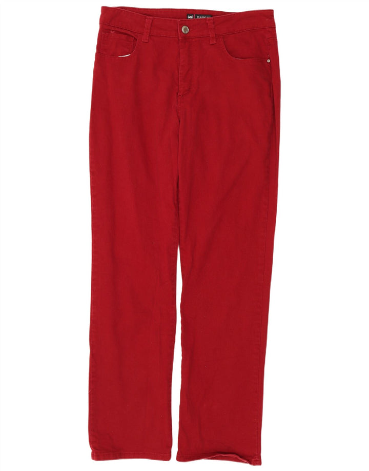 Lee Damen-Jeans mit klassischer Passform, gerade Passform, US 12, Größe L, W32, L30, rote Baumwolle