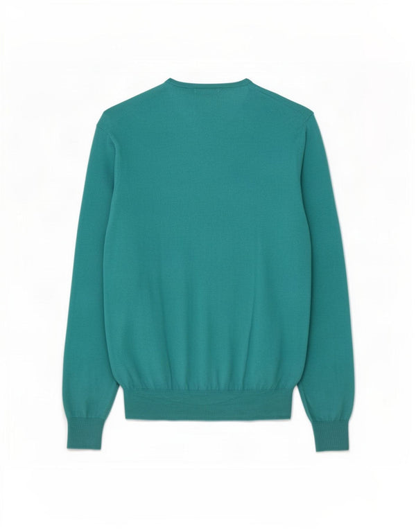 Massimo Dutti Herren-Pullover mit V-Ausschnitt, XL, blaue Baumwolle