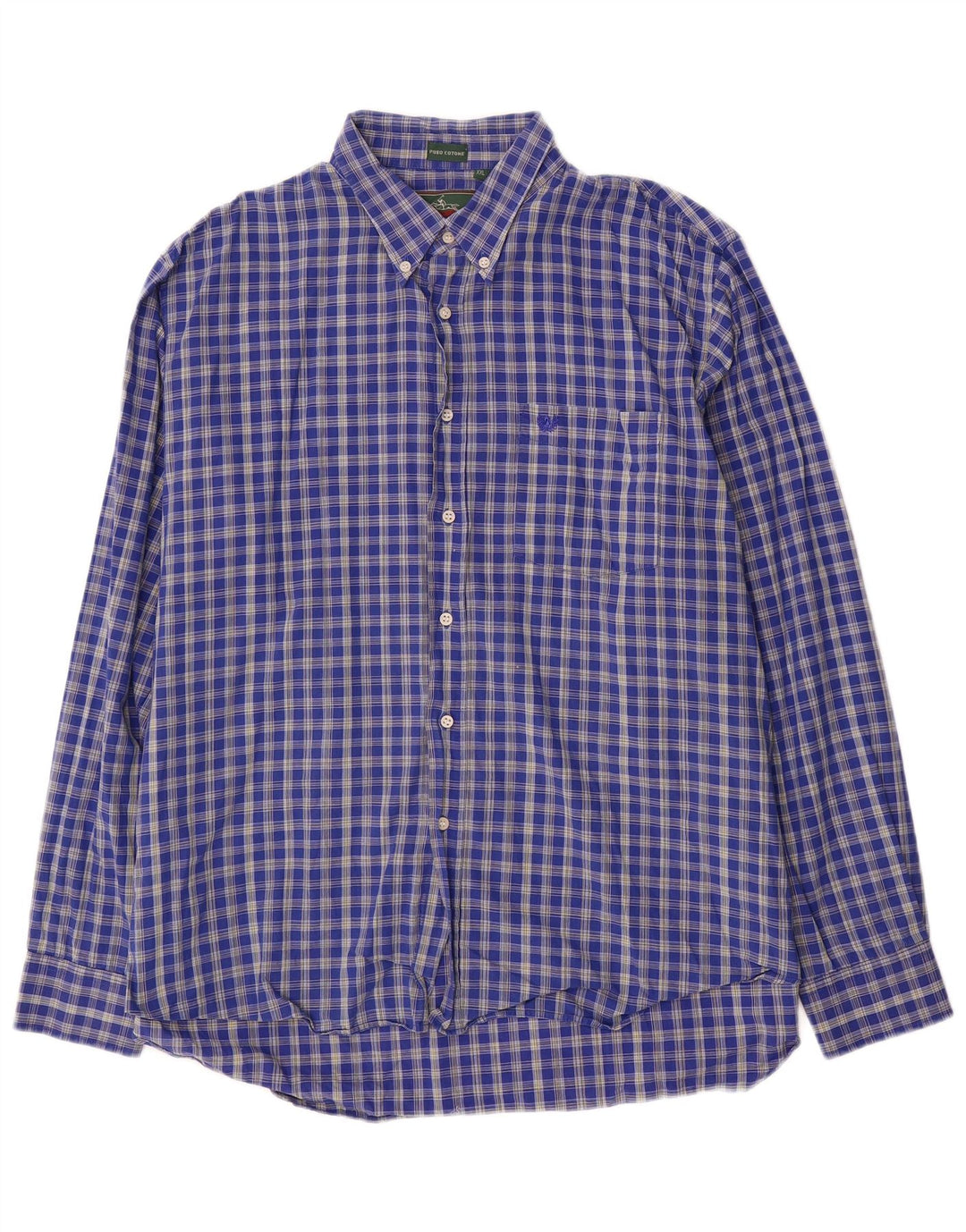 Ascot Sports Herrenhemd 2XL, blau kariert, Baumwolle