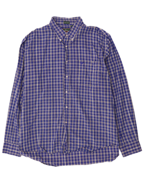 Ascot Sports Herrenhemd 2XL, blau kariert, Baumwolle