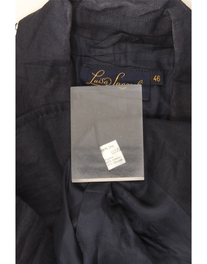 LUISA SPAGNOLI Damen 2-Knopf-Blazerjacke IT 46 Großes marineblaues Leinen