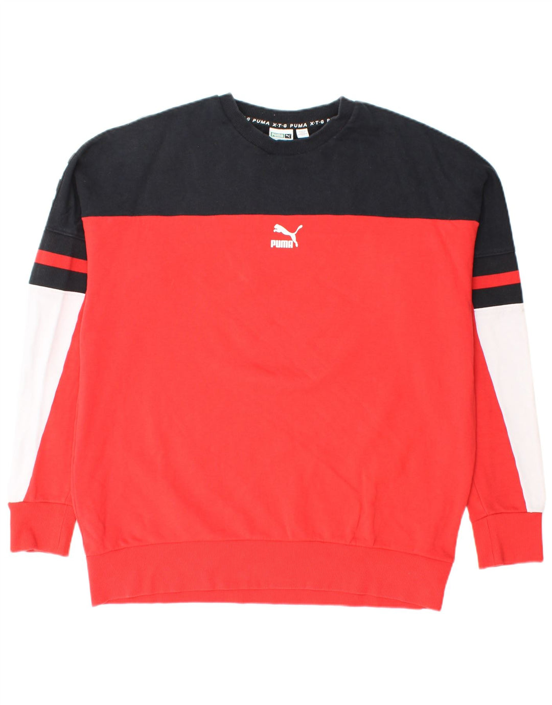 PUMA Herren Grafik-Sweatshirt-Pullover, groß, rot, Colourblock-Baumwolle
