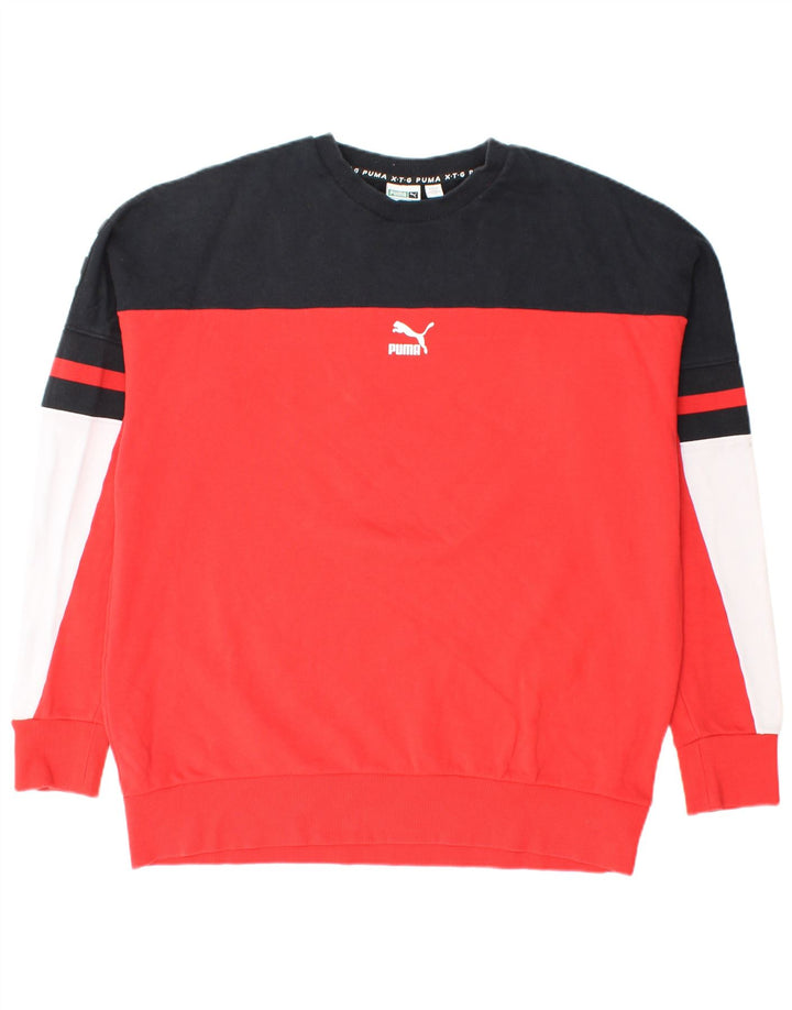 PUMA Herren Grafik-Sweatshirt-Pullover, groß, rot, Colourblock-Baumwolle