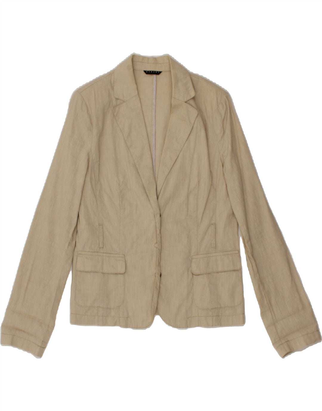 SISLEY Womens 3 Button Blazer Jacket UK 12 Medium Beige Vintage Sisley and Second-Hand Sisley from Messina Hembry 