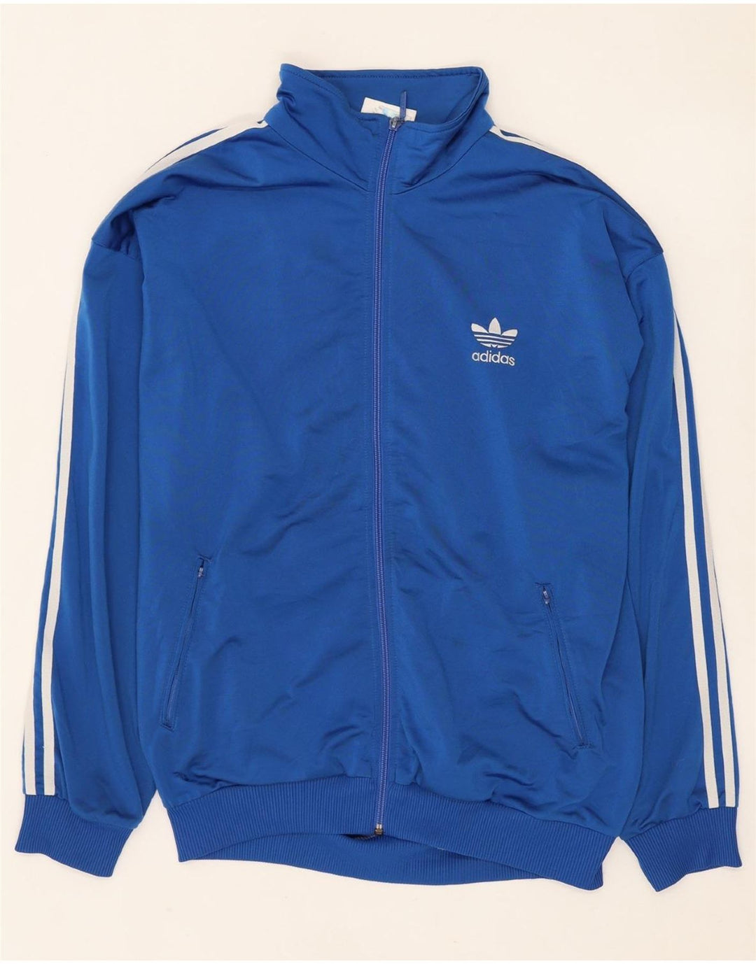 ADIDAS Herren-Trainingsanzug mit lockerer Passform, Top-Jacke, UK 40/42, mittelblaues Polyester