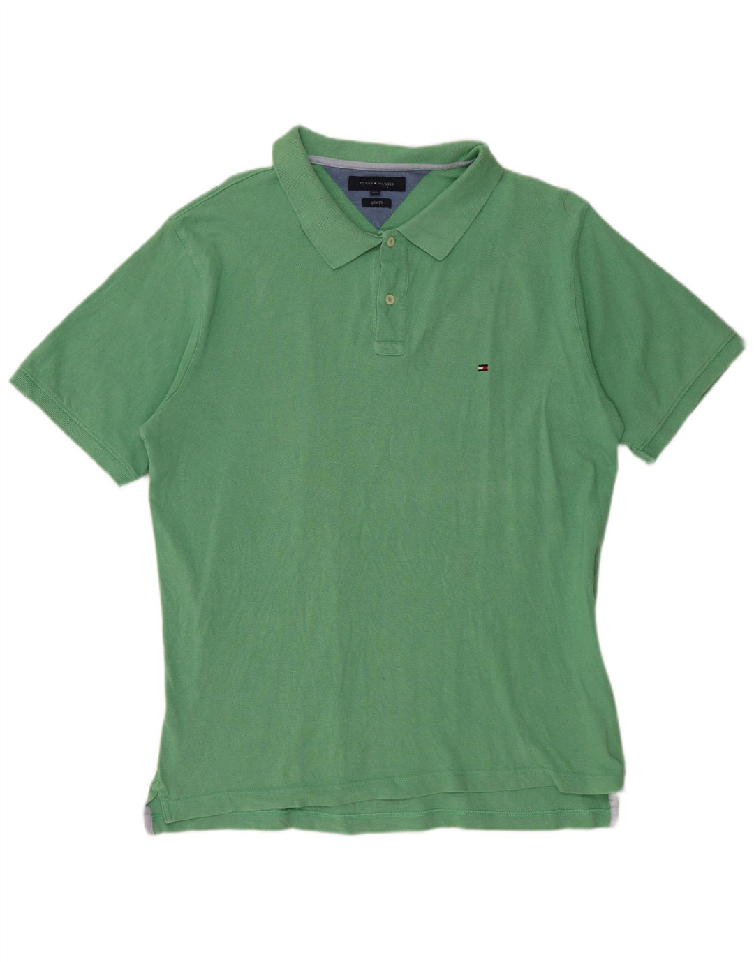 TOMMY HILFIGER Herren Slim Fit Poloshirt 2XL Grüne Baumwolle