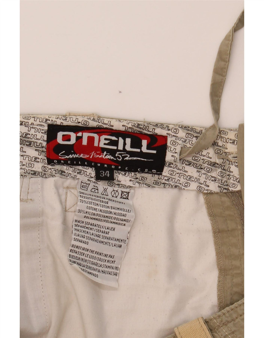 O'NEILL Herren Capri-Cargohose W34 L19 Beige Baumwolle