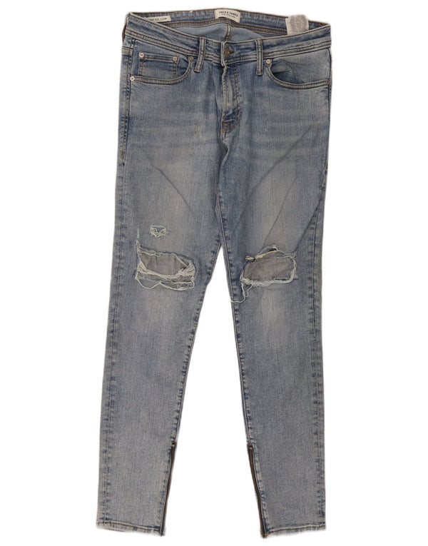 Jack & Jones Herren Liam Distressed Skinny Jeans W32 L32 Blaue Baumwolle