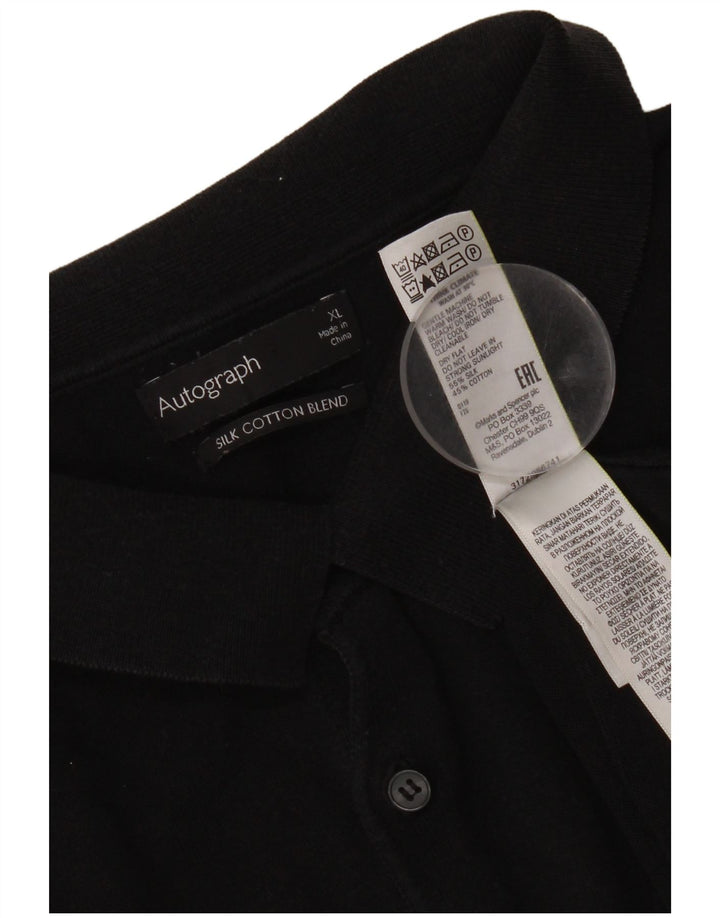Marks & Spencer Herren-Poloshirt XL, schwarze Seide