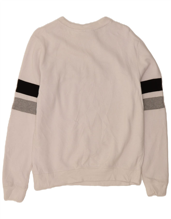 FILA Womens Graphic Sweatshirt Jumper UK 14 Medium White Colourblock Vintage Fila and Second-Hand Fila from Messina Hembry 