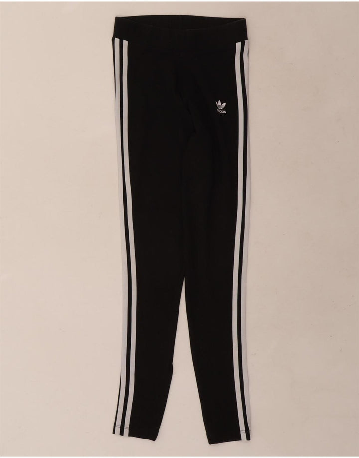 Adidas Damen Leggings UK 8 Small Schwarz Baumwolle