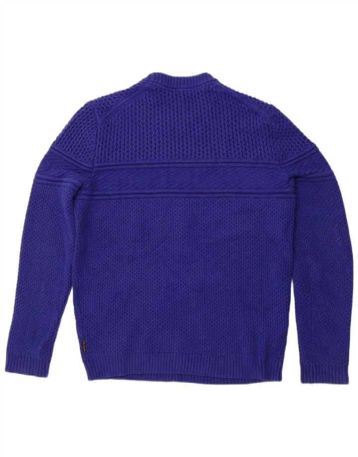 TED BAKER Herren-Pullover mit Rundhalsausschnitt, Größe 3, mittelblaue Baumwolle