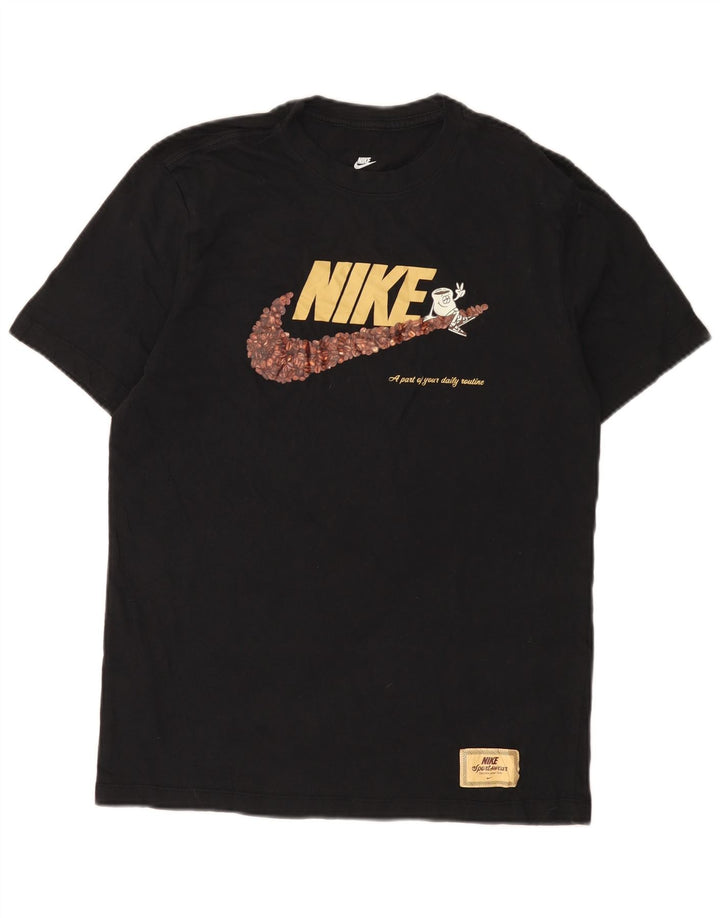 Nike Herren-T-Shirt mit Grafik, mittelgroß, schwarze Baumwolle