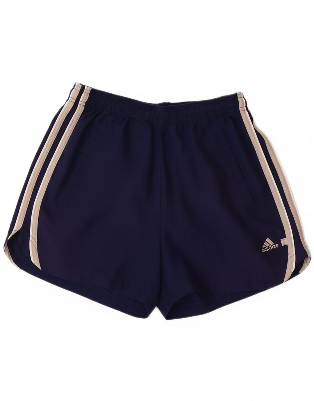 ADIDAS Damen Sportshorts UK 12 Medium Marineblau Polyester
