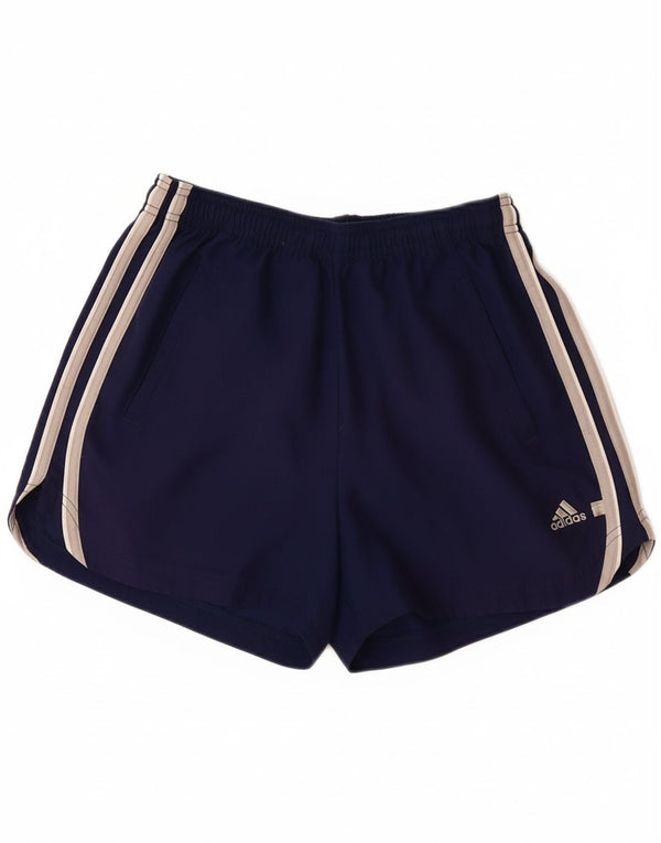 ADIDAS Damen Sportshorts UK 12 Medium Marineblau Polyester