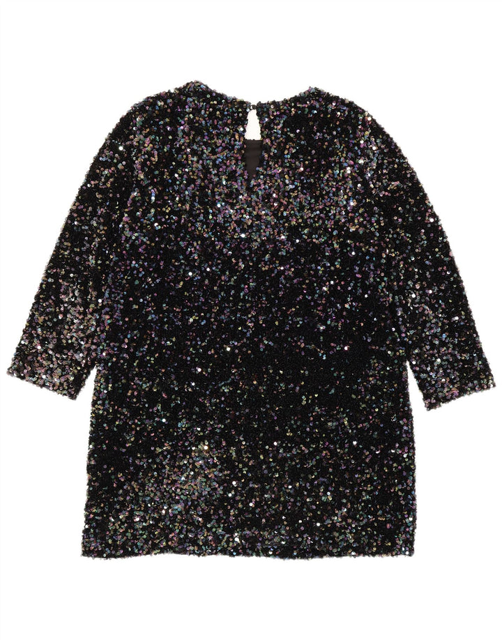 Zara Damen Etuikleid mit 3/4-Ärmeln, Pailletten, UK 18, XL, mehrfarbig, Polyester
