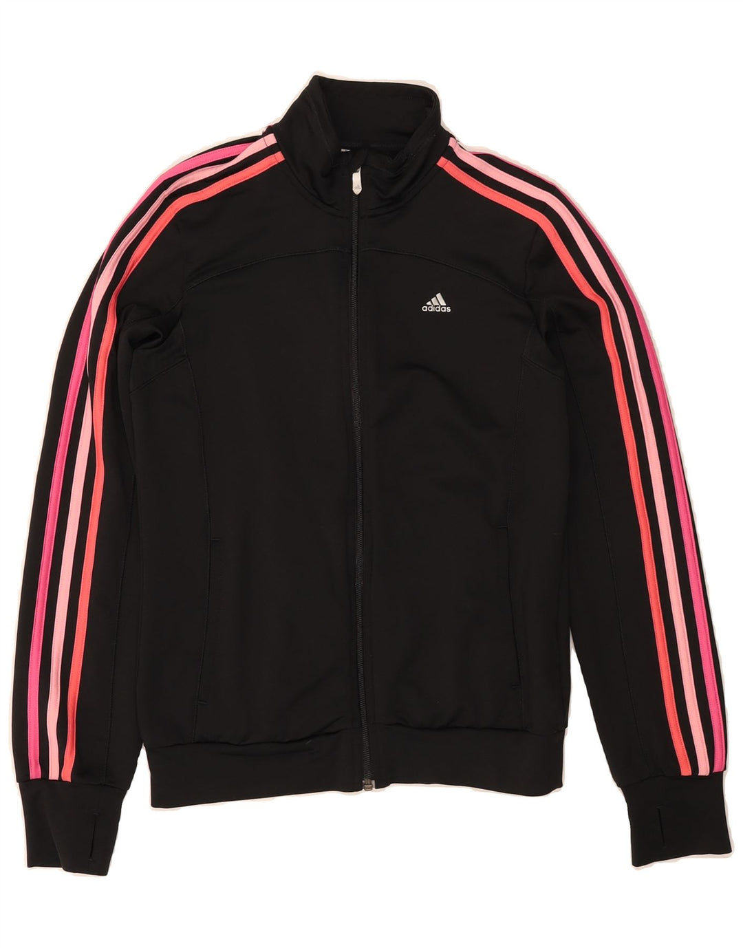 ADIDAS Girls Tracksuit Top Jacket 13-14 Years Black Polyester Vintage Adidas and Second-Hand Adidas from Messina Hembry 