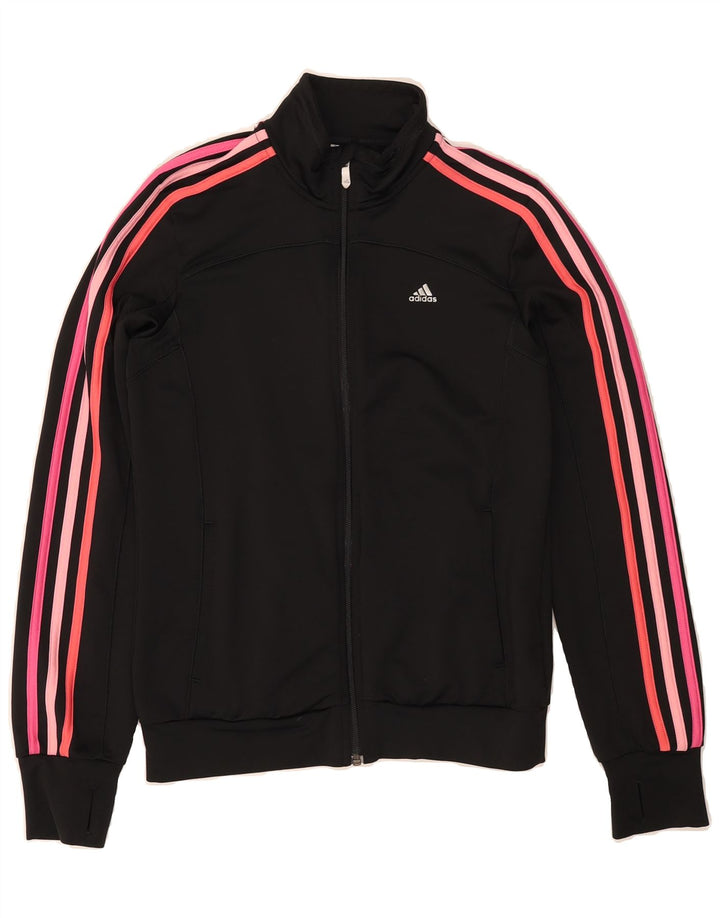 ADIDAS Girls Tracksuit Top Jacket 13-14 Years Black Polyester Vintage Adidas and Second-Hand Adidas from Messina Hembry 