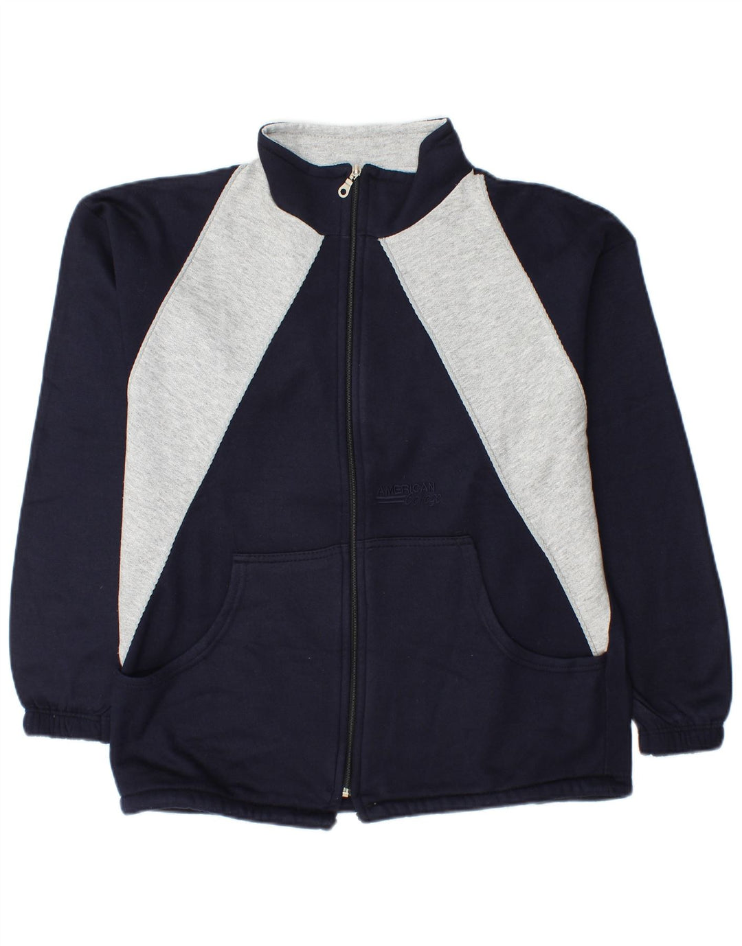 Vintage Herren-Trainingsanzug-Top-Jacke, mittlere marineblaue Colourblock-Baumwolle
