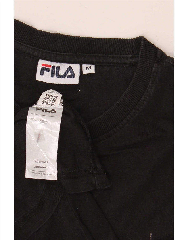 Fila Herren Grafik-T-Shirt-Oberteil aus mittelschwarzer Baumwolle