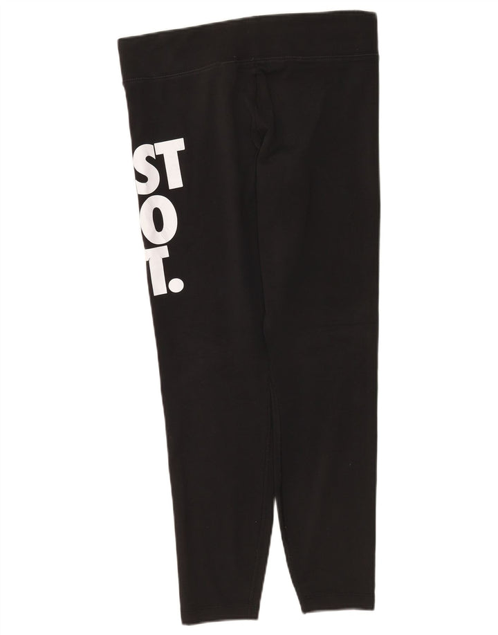 Nike Damen Graphic Leggings UK 16 Large Schwarz Baumwolle