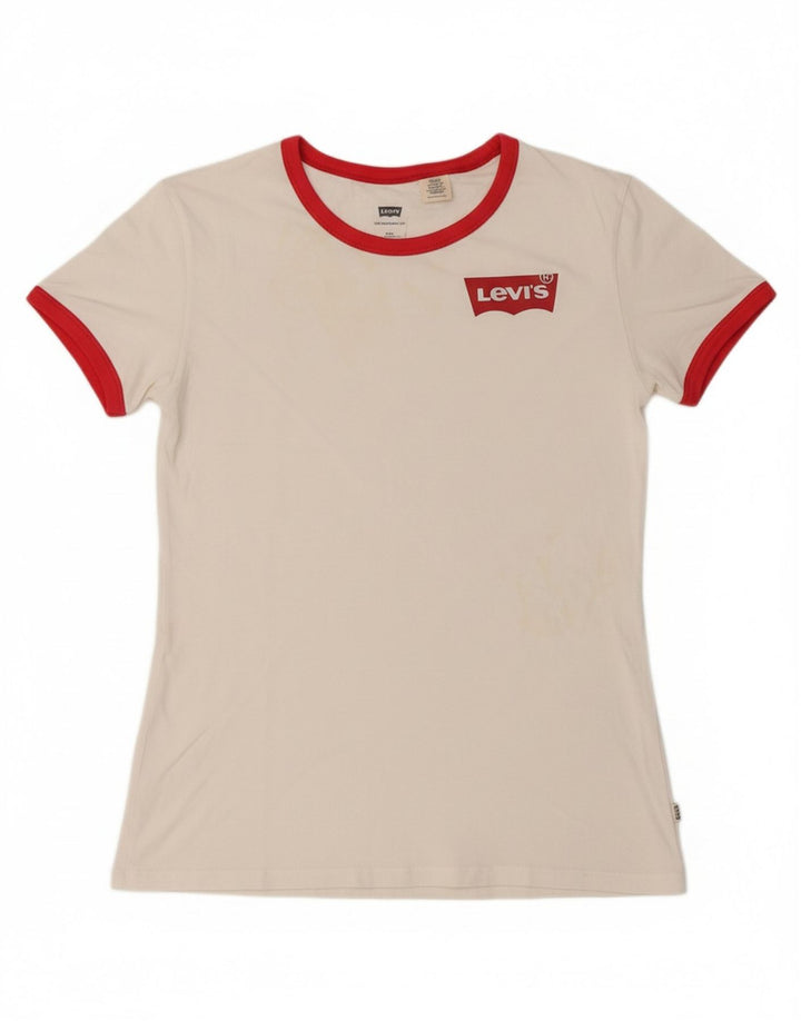 LEVI'S Womens T-Shirt Top UK 2 2XS White Cotton
