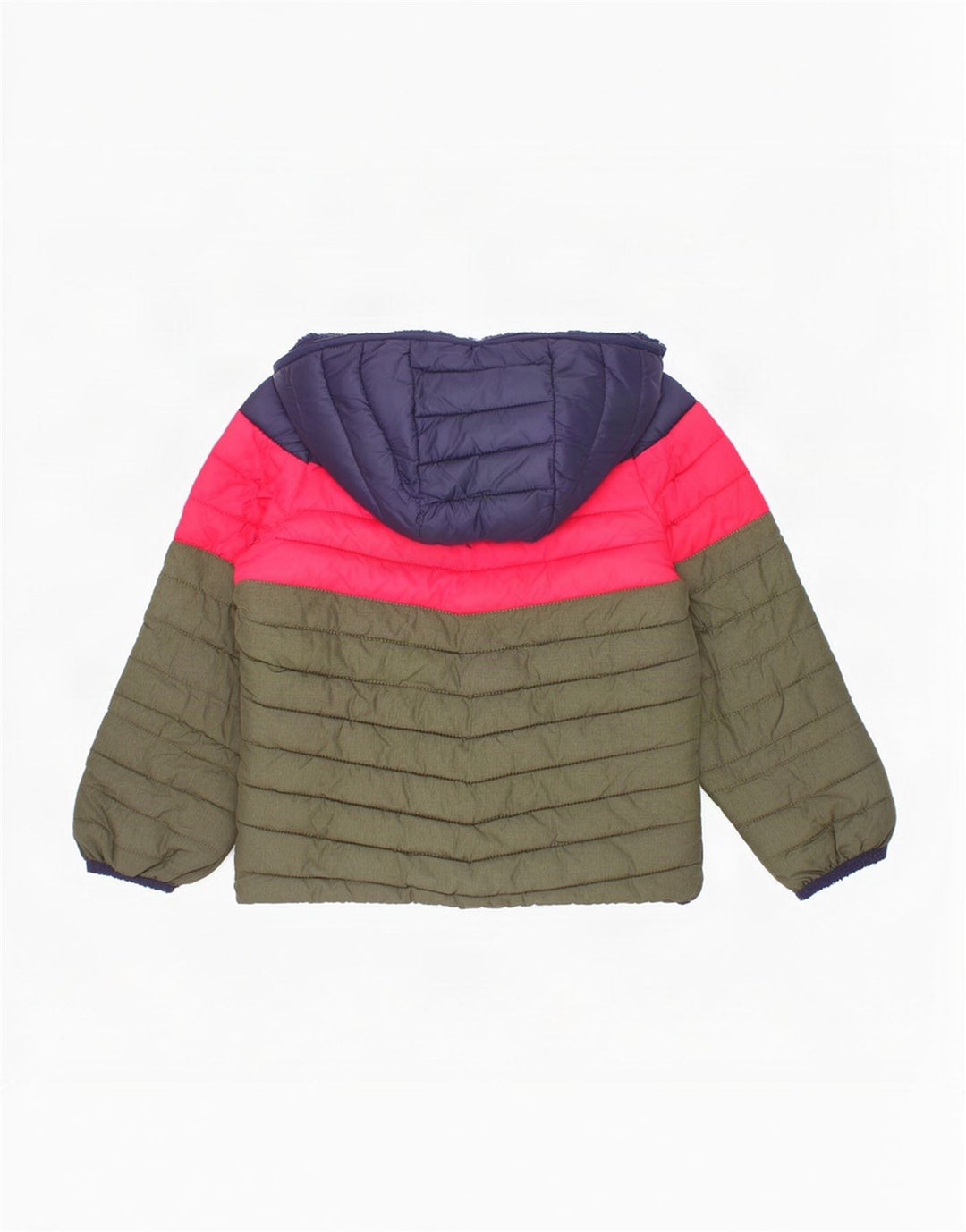 Joules wattierte Jungenjacke mit Kapuze, 3–4 Jahre, grünes Colourblock-Polyamid