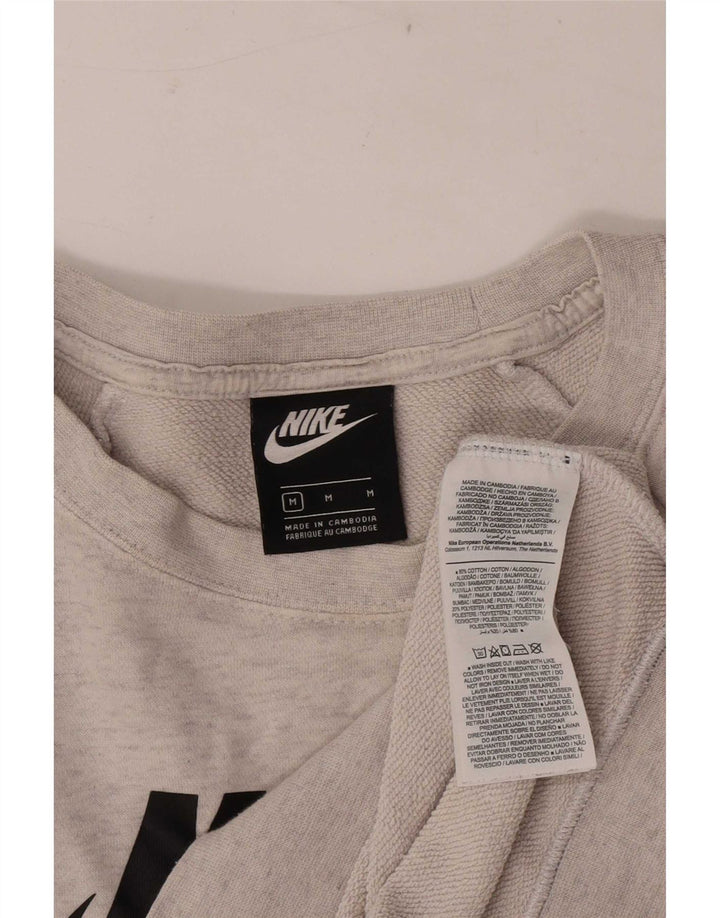 Nike Womens Graphic Sweatshirt Pullover UK 14 Mittelgrau gefleckte Baumwolle