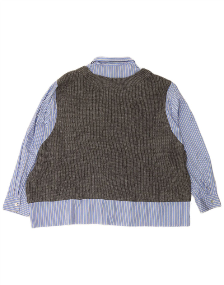 ZARA Damen Übergroßes Strickwestenhemd UK 6 XS Blau gestreift