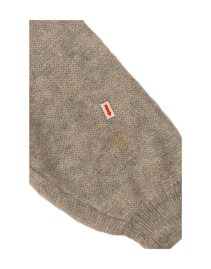 VINTAGE Damen Rollkragenpullover Pullover UK 18 XL Grau geblümtes Mohair