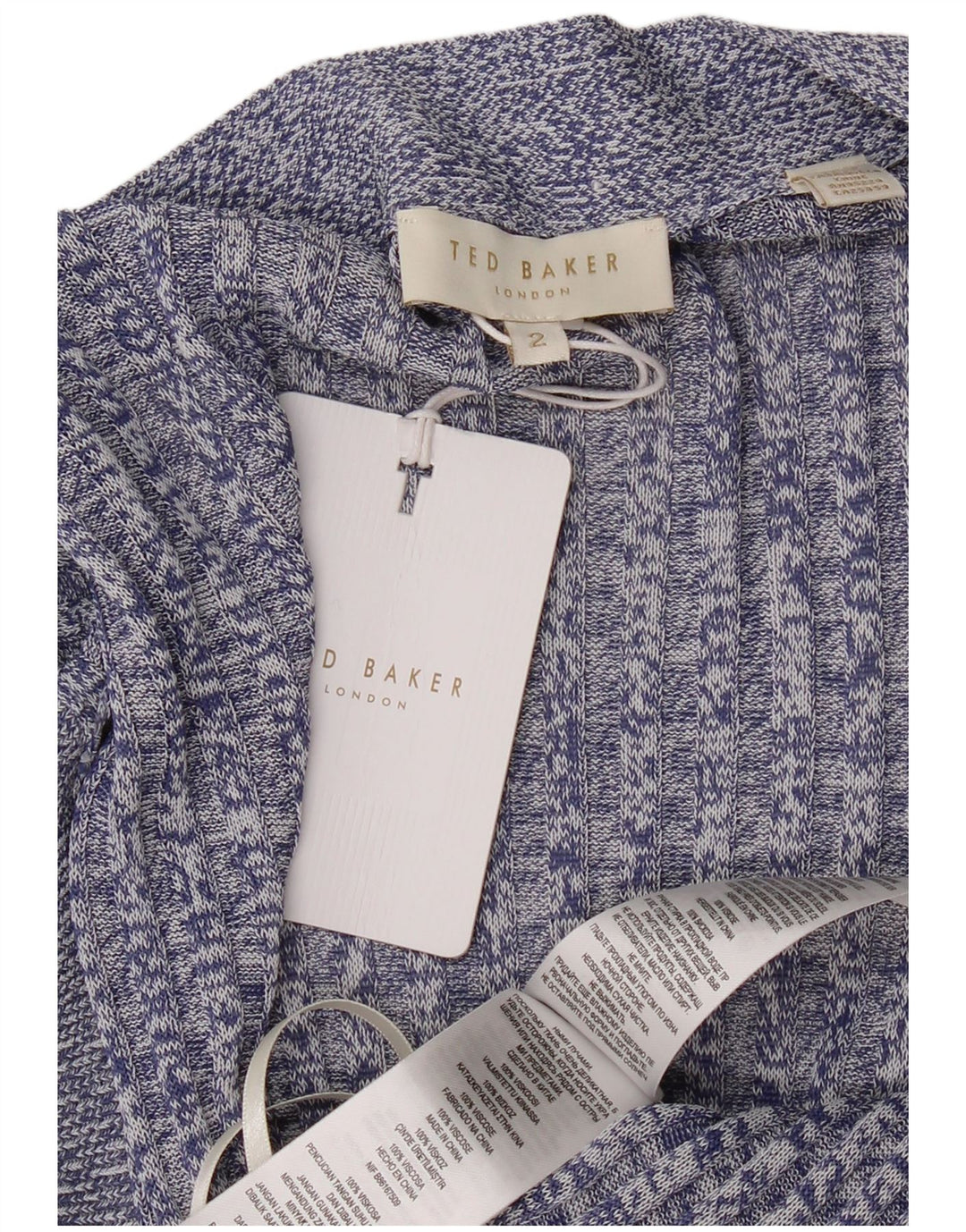TED BAKER Womens Short Sleeve Cardigan Sweater Size 2 XS Blue Flecked
