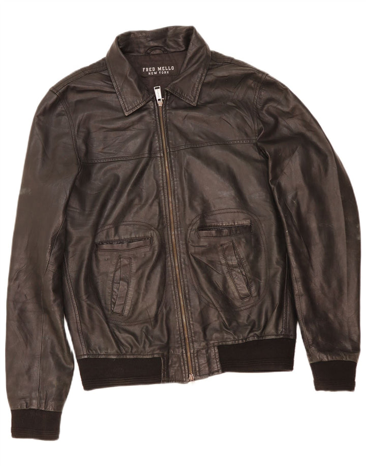 Fred Mello Damen Lederjacke UK 20 2XL Schwarzes Leder