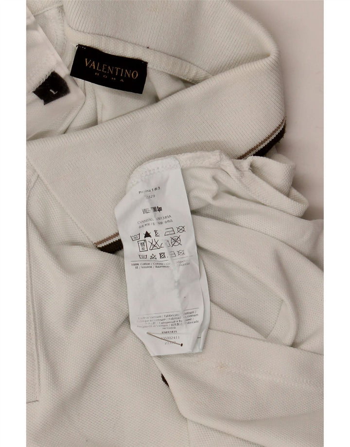 VALENTINO Herren-Poloshirt, große weiße Baumwolle