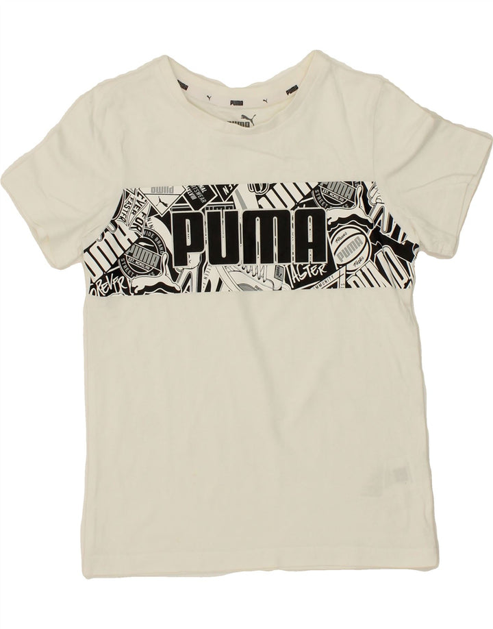 PUMA Boys Graphic T-Shirt Top 9-10 Years White Vintage Puma and Second-Hand Puma from Messina Hembry 