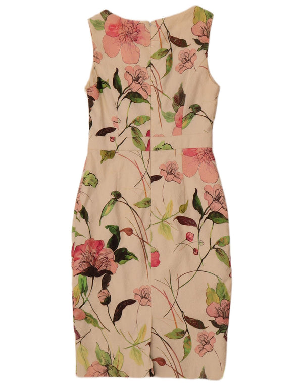 Ärmelloses Etuikleid für Damen von Phase Eight, UK-Größe 42, mittelweiß, geblümt, Baumwolle