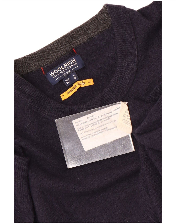 Woolrich Herren-Pullover mit Rundhalsausschnitt, Größe S, marineblaue Wolle