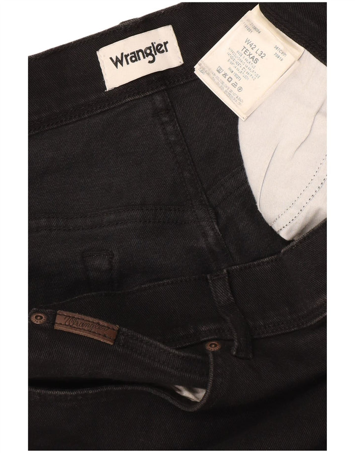 Wrangler Herren Texas Straight Jeans W42 L32 Schwarze Baumwolle