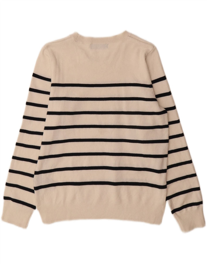 Marks & Spencer Damen-Pullover mit U-Boot-Ausschnitt, Gr. 12, mittelweiß gestreift