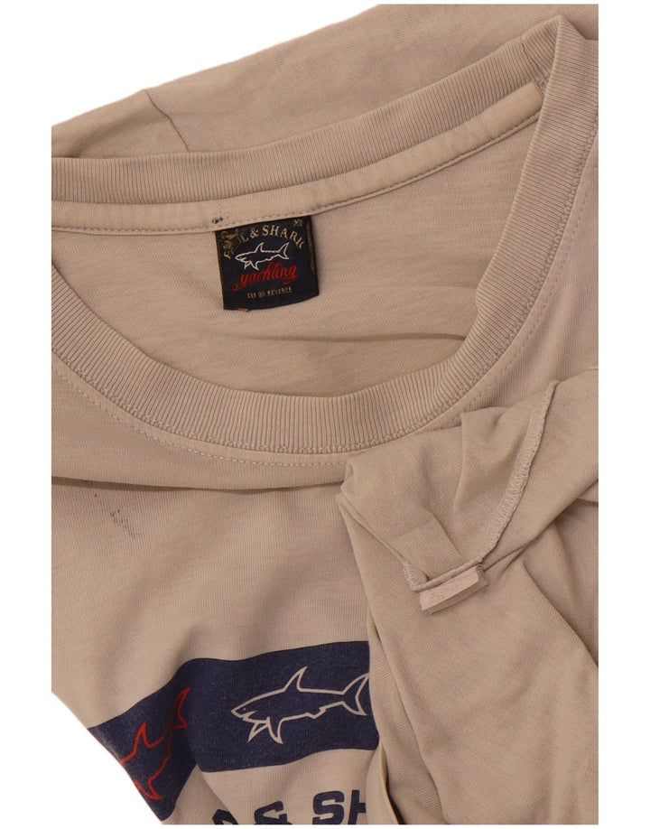 PAUL & SHARK Herren Yachting Graphic T-Shirt Top XL Beige Baumwolle