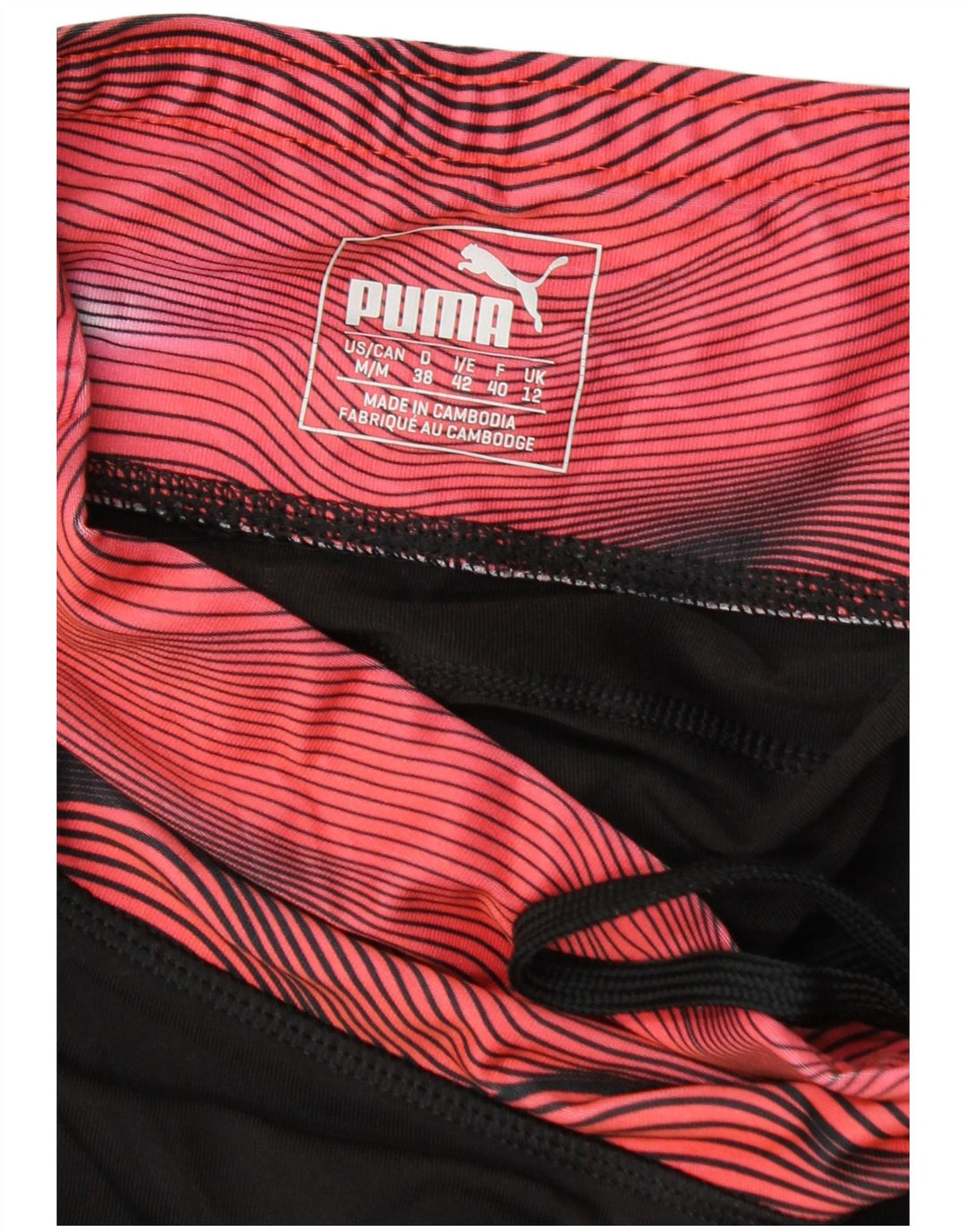 Puma Damen Leggings UK 12 Medium Schwarz Geometrisch