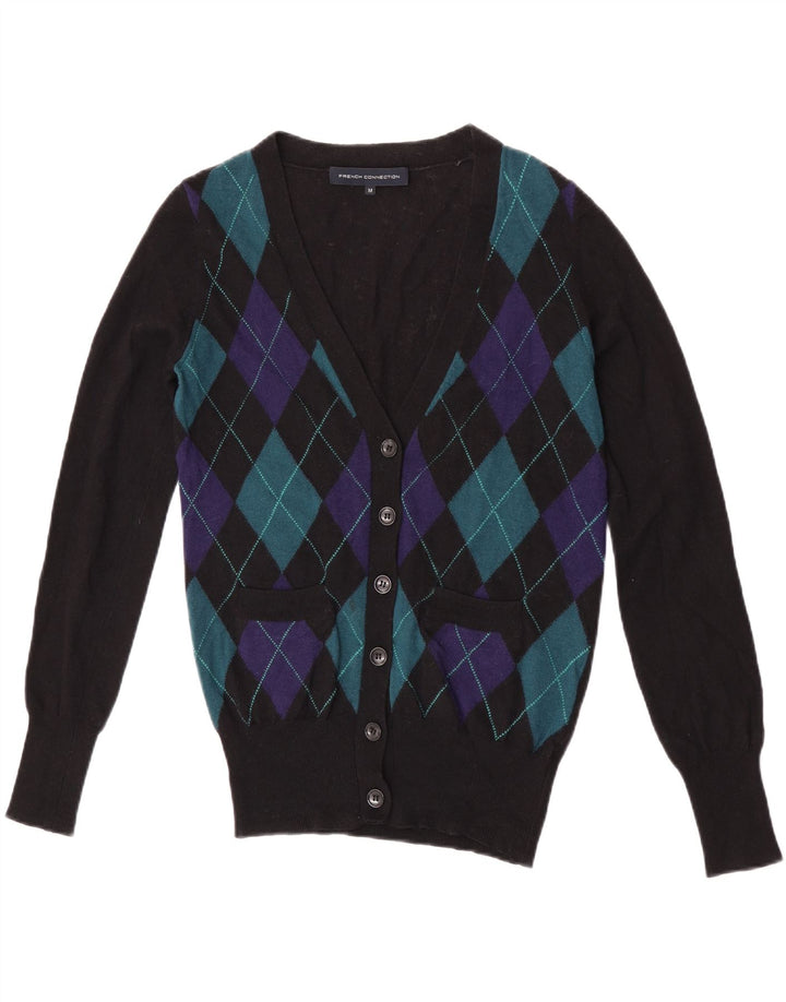 French Connection Damen-Strickjacke, Gr. 14, mittelschwarz, Argyle/Diamant