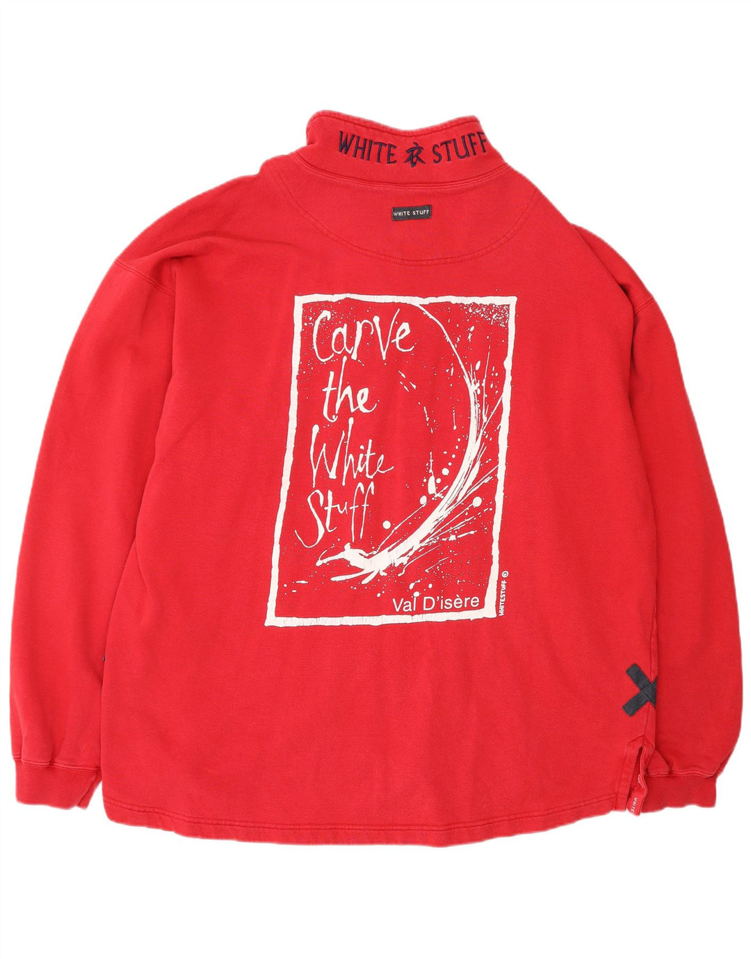 WHITE STUFF Herren-Sweatshirt mit lockerer Passform, Grafik und Reißverschluss am Hals, XL, Rot