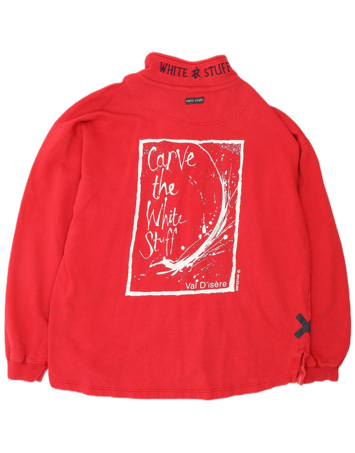 WHITE STUFF Herren-Sweatshirt mit lockerer Passform, Grafik und Reißverschluss am Hals, XL, Rot