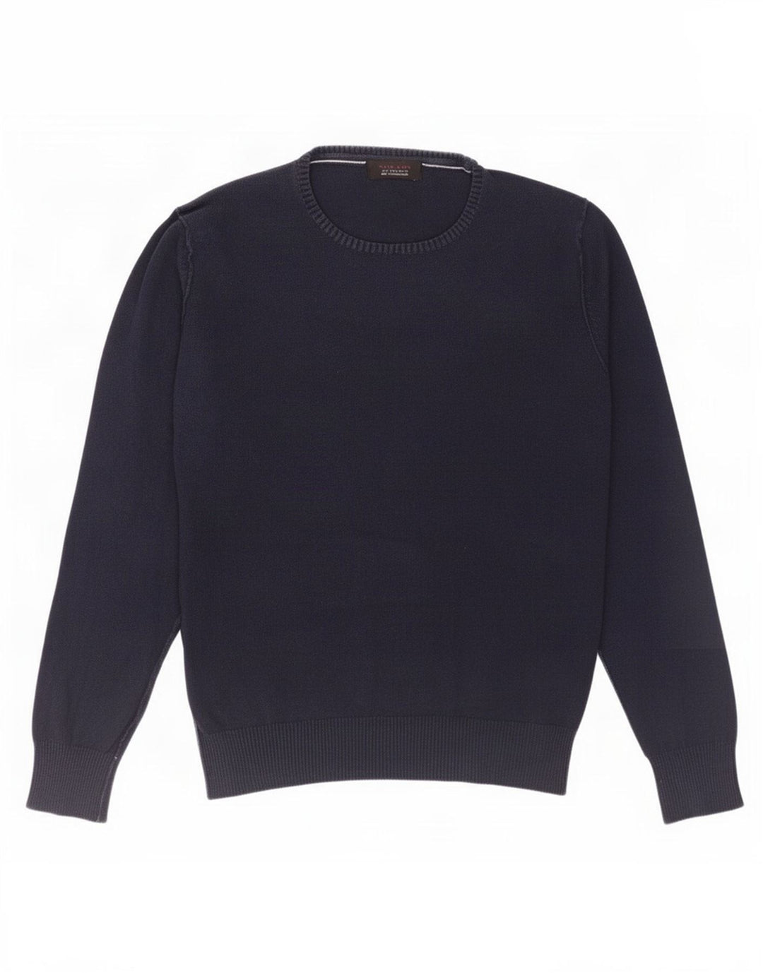 Zara Herren-Pullover mit Rundhalsausschnitt, mittlere marineblaue Baumwolle