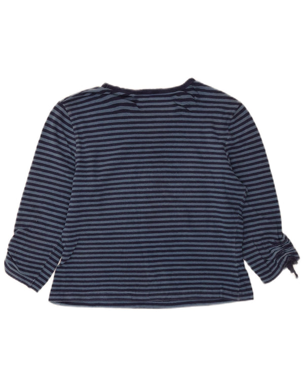MOSSIMO Damen Crop Top 3/4 Ärmel UK 14 Große blau gestreifte Baumwolle